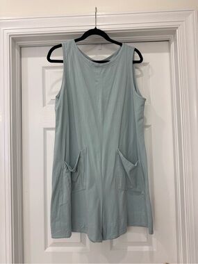 Amazon Sleeveless Pocket Romper in Light Blue